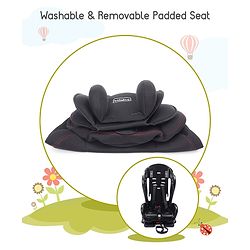 Babyhug Cruise Convertible Reclining Car Seat with Side Impact Protection - Blue & Black