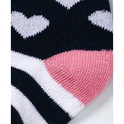 Cute Walk by Babyhug Non Terry Antibacterial Ankle Length Socks Hearts Design - Black Pink - 4-5 YRS Pink