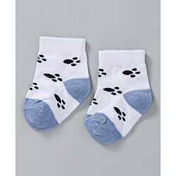Cute Walk by Babyhug Ankle Length Non Terry Anti-Bacterial Socks Stripes & Paw Print Set of 3 Pairs - Blue