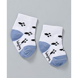 Cute Walk by Babyhug Ankle Length Non Terry Anti-Bacterial Socks Stripes & Paw Print Set of 3 Pairs - Blue