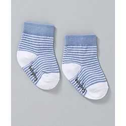Cute Walk by Babyhug Ankle Length Non Terry Anti-Bacterial Socks Stripes & Paw Print Set of 3 Pairs - Blue