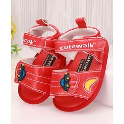 Cute Walk By Babyhug Sandals Style Booties - Red - 0-3M Red