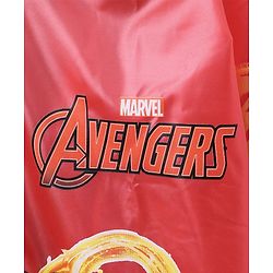 Babyhug Full Sleeves Hooded Raincoat With School Bag Provision Avengers Print - Red