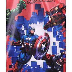 Babyhug Full Sleeves Hooded Raincoat With School Bag Provision Avengers Print - Red