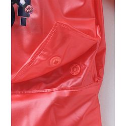Babyhug Full Sleeves Hooded Raincoat With School Bag Provision Avengers Print - Red