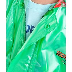 Babyhug Full Sleeves Hooded Raincoat With School Bag Provision Spider Man Print - Green Red