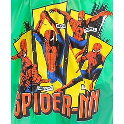 Babyhug Full Sleeves Hooded Raincoat With School Bag Provision Spider Man Print - Green Red