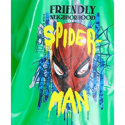 Babyhug Full Sleeves Hooded Raincoat With School Bag Provision Spider Man Print - Green Red