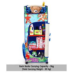 Babyhug 4 Shelved Almirah With Wheels Jungle Baby Print - Blue