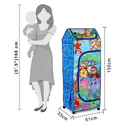 Babyhug 4 Shelved Almirah With Wheels Jungle Baby Print - Blue