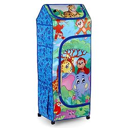Babyhug 4 Shelved Almirah With Wheels Jungle Baby Print - Blue