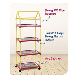 Babyhug 4 Shelved Almirah With Wheels Jungle Baby Print - Blue