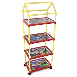 Babyhug 4 Shelved Almirah With Wheels Jungle Baby Print - Blue