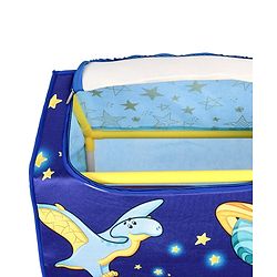 Babyhug Foldable 4 Shelved Almirah With Wheels Space Adventure Print - Dark Blue