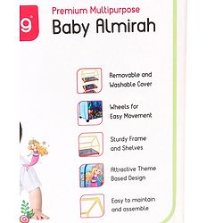 Babyhug Foldable 4 Shelved Almirah With Wheels Space Adventure Print - Dark Blue