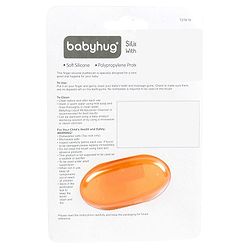 Babyhug Silicone Finger Toothbrush for Babies with Protective Case - Orange | For Soft Infant Gums | BPA Free | Gum Massage | Soothing Oral Care