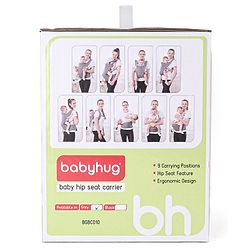 Babyhug Harmony 9-in-1 Ergonomic Baby Carrier with Hip Seat: Breathable fabric, Detachable hood, Padded straps, Pocket storage, and 9 carrying positions for babies up to 15 kg-Grey