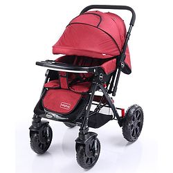 Babyhug Melody Stroller With Reversible Handle & Canopy - Maroon