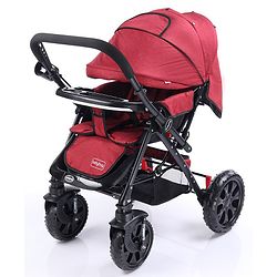 Babyhug Melody Stroller With Reversible Handle & Canopy - Maroon