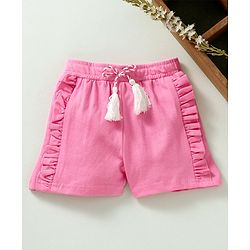 Babyhug Knee Length Drawstring Waist Shorts - Pink