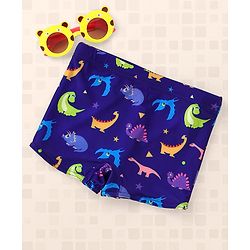 Babyhug Swimming Trunks Dino Print - Royal Blue