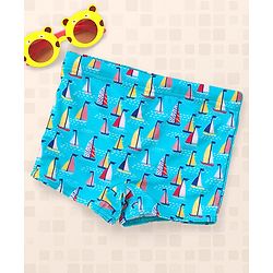 Babyhug Swimming Trunks Boat Print - Blue - 5-6 Y Blue