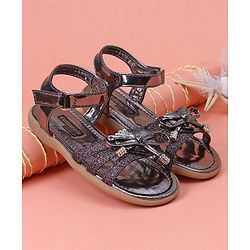 Cute Walk by Babyhug Glitter Party Wear Sandals - Dark Purple