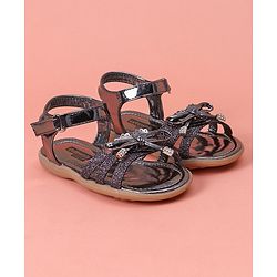 Cute Walk by Babyhug Glitter Party Wear Sandals - Dark Purple
