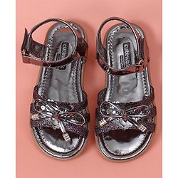 Cute Walk by Babyhug Glitter Party Wear Sandals - Dark Purple