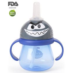Babyhug Swipey Straw Sipper With Handle Pirate Grey Blue - 250 ml