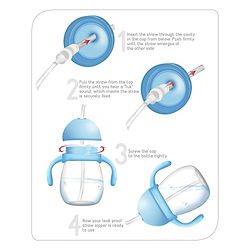 Babyhug Swipey Straw Sipper With Handle Pirate Grey Blue - 250 ml