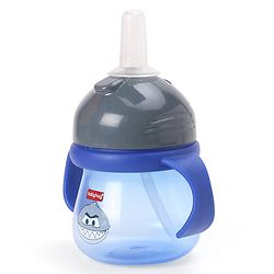 Babyhug Swipey Straw Sipper With Handle Pirate Grey Blue - 250 ml