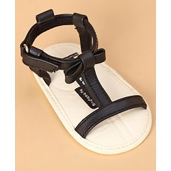 Cute Walk by Babyhug Sandals Style Booties Bow Applique - Black (Sole Color May Vary)