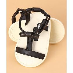 Cute Walk by Babyhug Sandals Style Booties Bow Applique - Black (Sole Color May Vary)