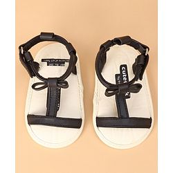 Cute Walk by Babyhug Sandals Style Booties Bow Applique - Black (Sole Color May Vary)