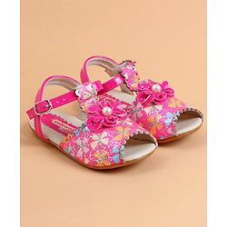 Cute Walk by Babyhug Buckle Closure Peep Toe Sandal - Dark Pink