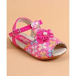 Cute Walk by Babyhug Buckle Closure Peep Toe Sandal - Dark Pink