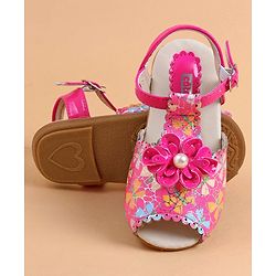 Cute Walk by Babyhug Buckle Closure Peep Toe Sandal - Dark Pink