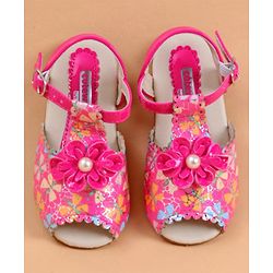Cute Walk by Babyhug Buckle Closure Peep Toe Sandal - Dark Pink