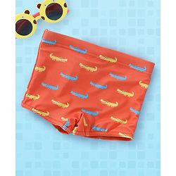 Babyhug Swimming Trunk Crocodile Print - Orange