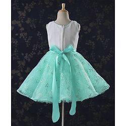 Babyhug Sleeveless Party Frock Pearl Embellishments & Floral Print - Green - 12-18 M Green