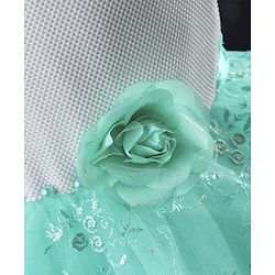 Babyhug Sleeveless Party Frock Pearl Embellishments & Floral Print - Green - 12-18 M Green