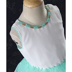 Babyhug Sleeveless Party Frock Pearl Embellishments & Floral Print - Green - 12-18 M Green
