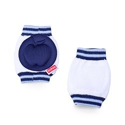 Babyhug Baby Knee & Elbow Pads White Navy Blue (Design May Vary) - 12 x 9 cm