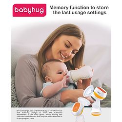 Babyhug Portable 2 in 1 Electric & Manual Breast Pump| Last Used Memory| 2 Modes| 9 Levels Each| Rechargeable & Direct Power| Anti Back Flow| Digital LED Touch| Thermosensitive Base