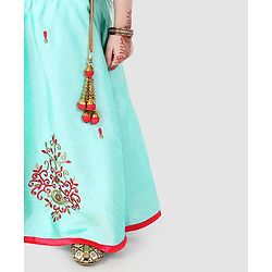 Babyhug Sleeveless Embroidered Choli & Lehenga Set With Dupatta - Peach Mint - 2-3 YRS Peach