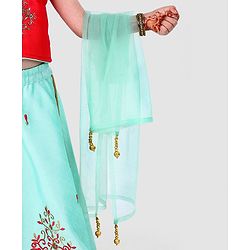 Babyhug Sleeveless Embroidered Choli & Lehenga Set With Dupatta - Peach Mint - 2-3 YRS Peach