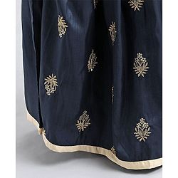 Babyhug Three Fourth Sleeves Shirt Style Choli with Embroidered Lehenga - Beige & Navy