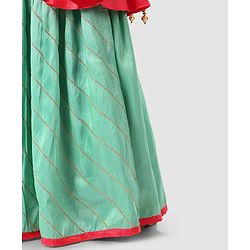 Babyhug Sleeveless Embroidered Choli & Lehenga with Dupatta - Green Orange