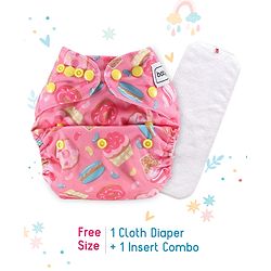 Babyhug Free Size Reusable Cloth Nappies With Insert Cupcakes Print - Pink
